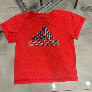 Adidas Kids Red Tee with Logo Design